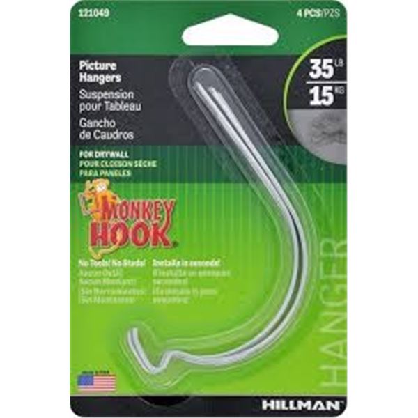 NEW 2 X 4 PIECES MONKEY HOOK PICTURE HANGERS