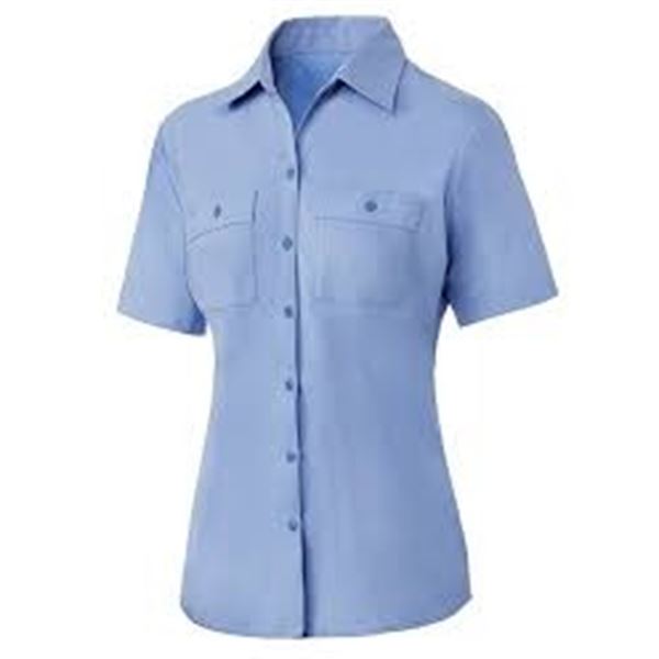 NEW FEMALE S/S LT BLUE WORKISH BLUE SHIRT