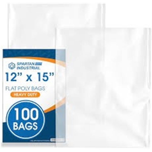 NEW 12" X 15" SPARTAN INDUSTRIAL OPEN END POLY BAG