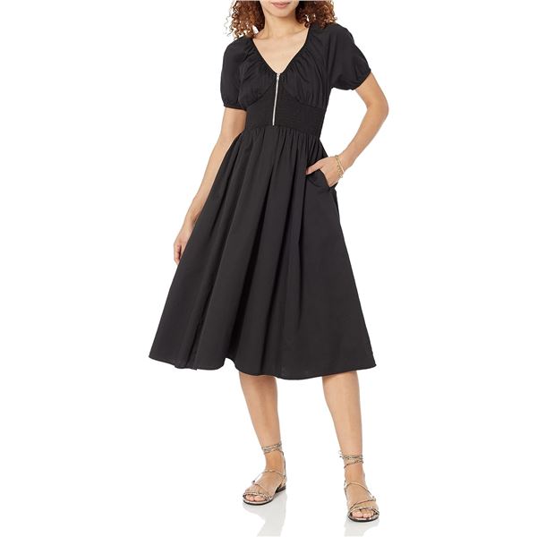 NEW THE DROP DAKSHA SMOCKED DRESS BLACK LARGE