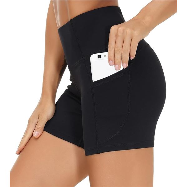 NEW THE GYM PEOPLE HIGH WAIST YOGA SHORTS BLACK