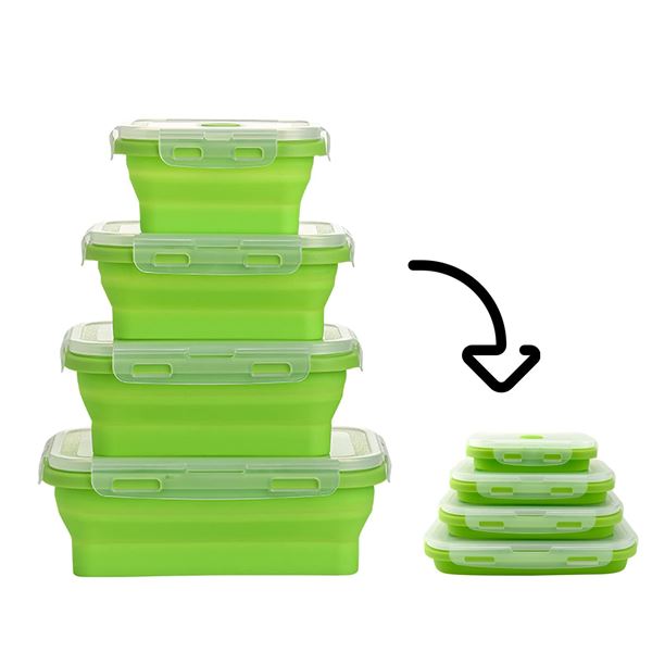 NEW SET OF 4 COLLAPSIBLE CONTAINERS GREEN