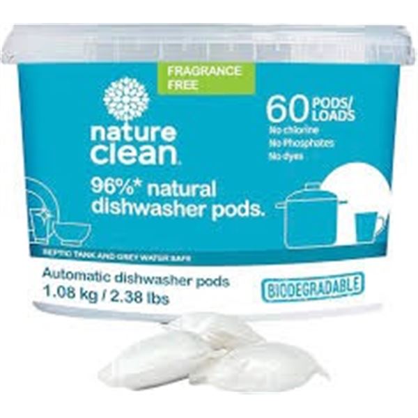 NEW 1.08KG 60 PODS NATURE CLEAN DISHWASHER PODS
