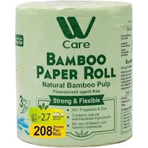 NEW 10 X 208 SHEETS WBM CARE BAMBOO PAPER ROLL
