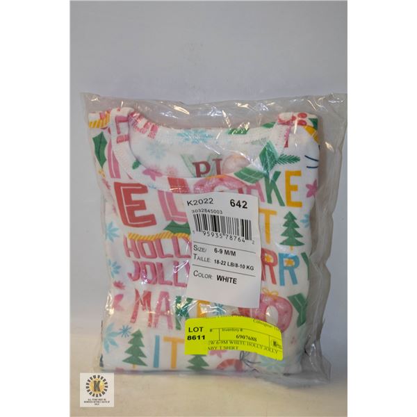 NEW 6-9M WHITE HOLLY JOLLY BABY T SHIRT