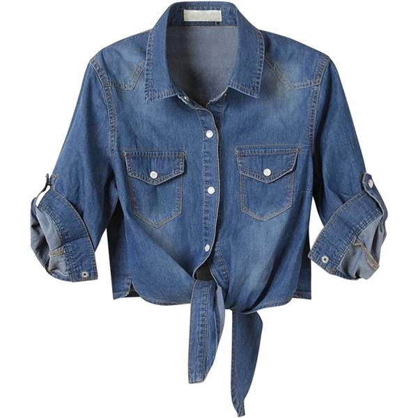 NEW AMERICAN TRENDS WOMENS DENIM SHIRT CARDIGAN