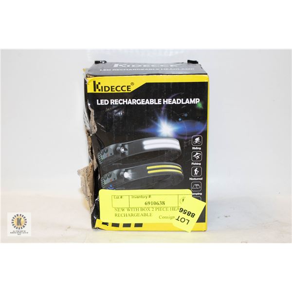 NEW WITH BOX 2 PIECE HEADLAMP RECHARGEABLE