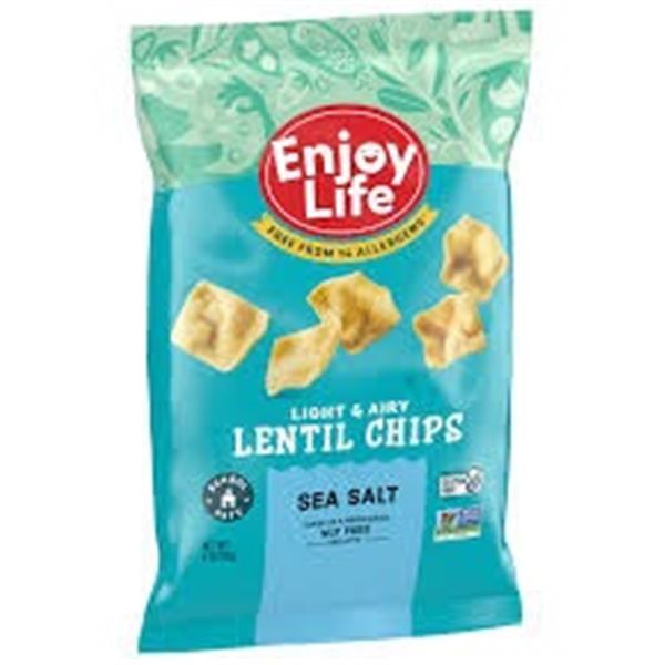 NEW 2 X 113G ENJOY LIFE LENTIL CHIPS SEA SALT