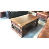 Image 2 : BROWN WOODEN DUAL DRAWER LIFT-TOP COFFEE TABLE