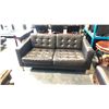 Image 2 : BROWN FAUX LEATHER TUFTED SOFA D36" X W64" X H30" STYLE 2