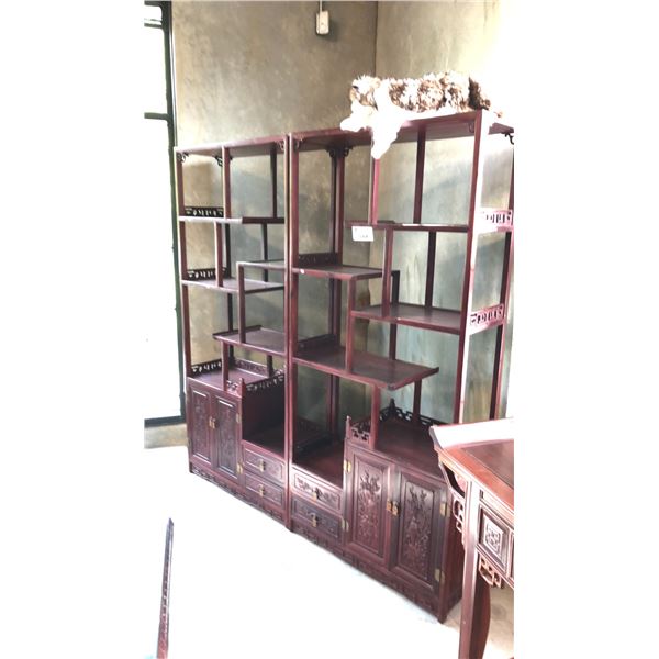 MAHOGANY FINISH WALL UNIT 72X76X14"