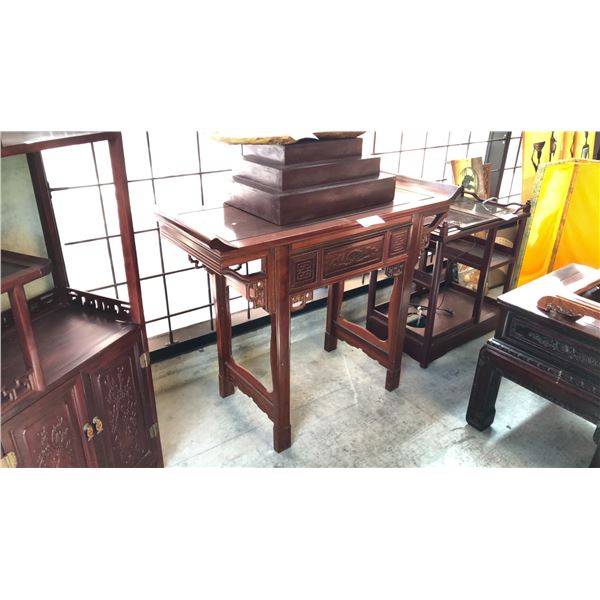 MAHOGANY FINISH HALL TABLE 46X36X19 