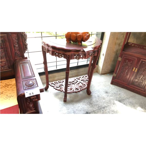 MAHOGANY FINISH SEMI HALL D TABLE 32"