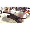 Image 2 : MAHOGANY FINISH 8'X3.5' KIDNEY SHAPED DESK 27" H (COSMETIC DAMAGE)