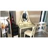 Image 2 : WHITE VANITY UNIT, SIDE TABLE, ORGANIZER, AND MIRROR