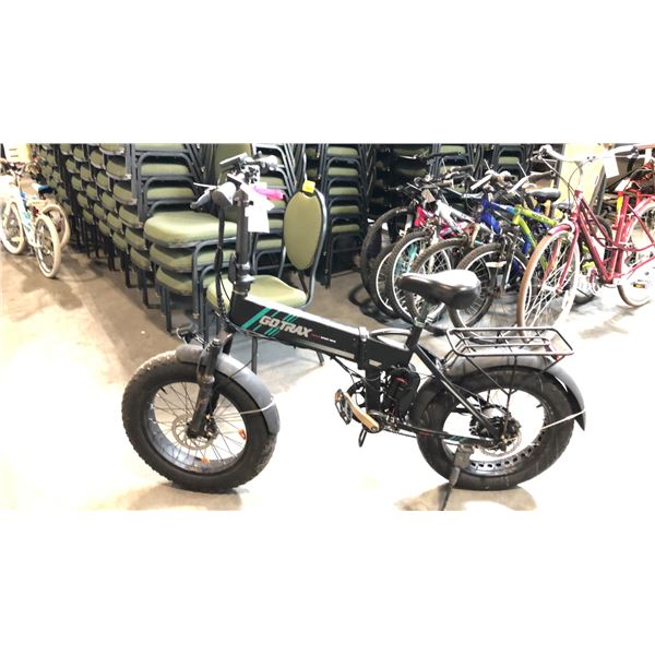 BLACK GO TRAX 7 SPEED FRONT SUSPENSION FOLDING ELECTRIC BIKE - NO CHARGER