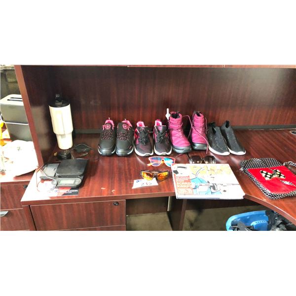 MIXED ITEMS INCL EMBELLISHED ANNE KLEIN 8 1/2 BLACK SHOES, MISC SHOES AND MORE