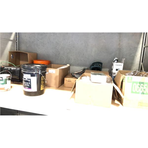 MIXED ITEMS INCL MEN'S SHOES, BIKE HELMET, ADJUSTABLE OFFICE CHAIR (IN BOX), SONY RADIO AND MORE