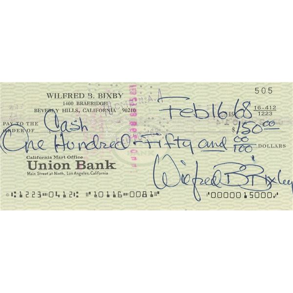 My Favorite Martian Wilfred Bixby signed check