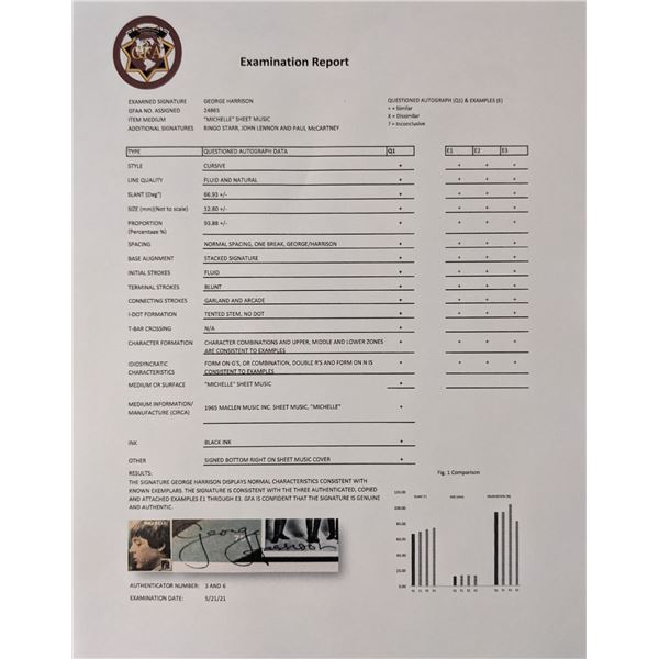 The Beatles Michelle signed sheet music. GFA Authenticated