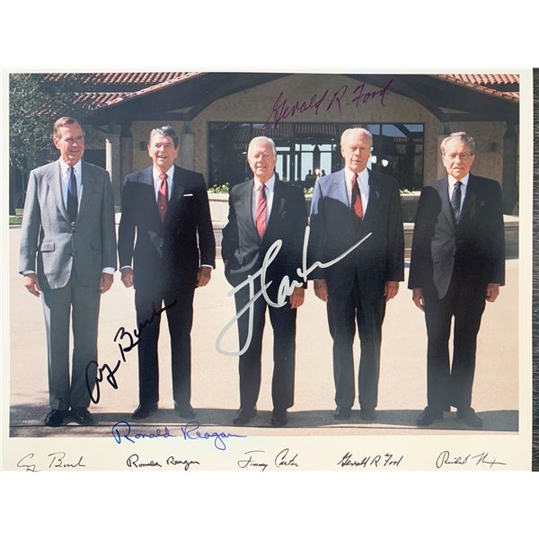 Four Presidents signed photo. GFA Authenticated