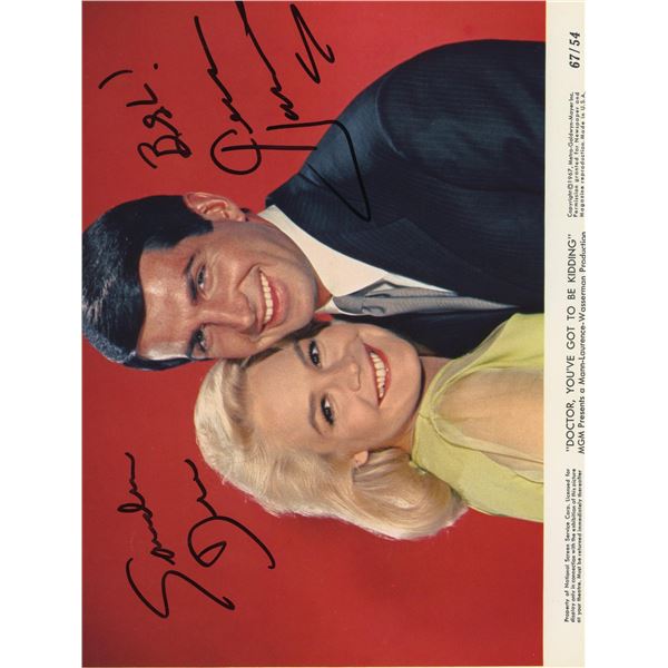 Sandra Dee and George Hamilton signed movie photo. GFA Authenticated