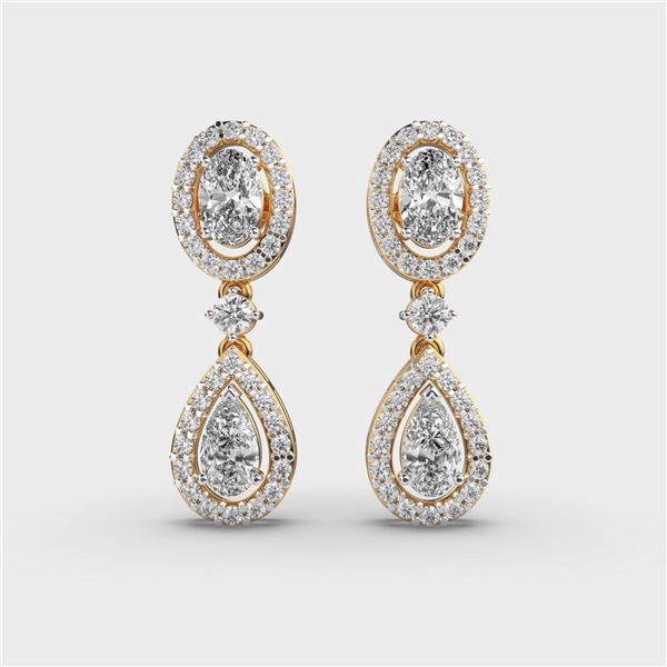 Gold & White Diamonds 10 Cts  Drop Earrings