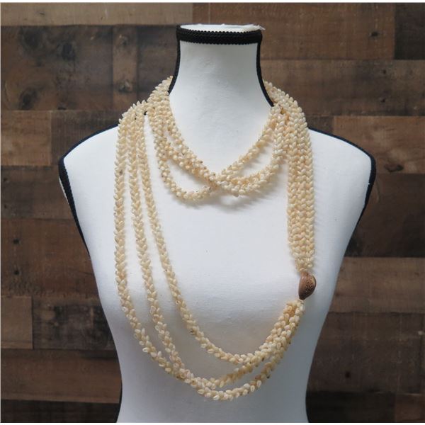 Niihau Shell Lei Kapona Triple Strand 58" Pikake Style w/ COA
