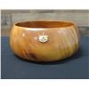 Image 1 : Vintage Wooden Presentation Calabash Bowl w/ Enameled Hawaiian Coat of Arms 11.5" Dia, 5"H
