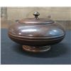 Image 1 : Monarchy Era Wooden Footed Umeke Bowl w/ Lid & Decorative Turning, Circa 1865  7.5" Dia, 4.5"H