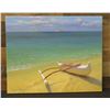 Image 1 : Outrigger Canoe w/ Mokulua Islands Oil on Canvas by Artist Binjim Zhen, School of Daniel Kim Hawaii,