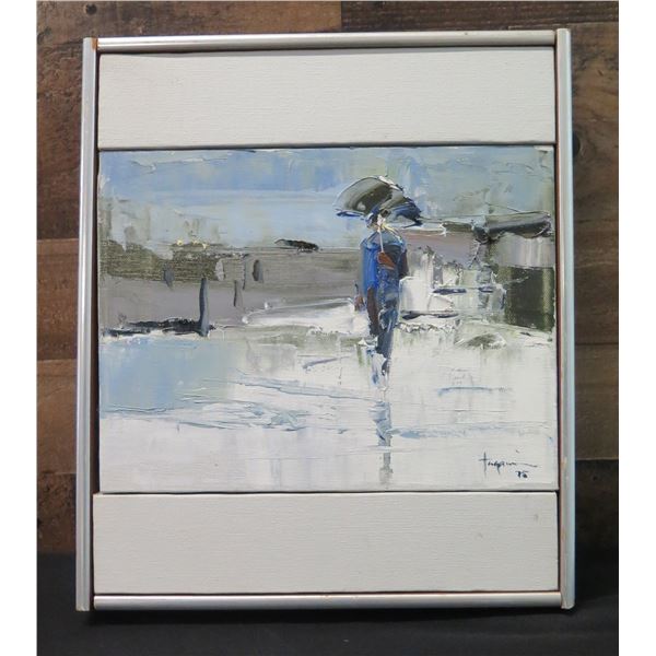 Alone Original Oil Painting by Hiroshi Tagami 1975, Framed 13" x 16"
