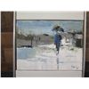 Image 3 : Alone Original Oil Painting by Hiroshi Tagami 1975, Framed 13" x 16"
