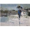 Image 8 : Alone Original Oil Painting by Hiroshi Tagami 1975, Framed 13" x 16"
