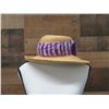 Image 4 : Hand-Sewn Hawaiian Feather Hatband Lei, Purple & White 25" x 3"W (Hat Not Included)