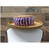 Image 5 : Hand-Sewn Hawaiian Feather Hatband Lei, Purple & White 25" x 3"W (Hat Not Included)