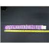 Image 9 : Hand-Sewn Hawaiian Feather Hatband Lei, Purple & White 25" x 3"W (Hat Not Included)