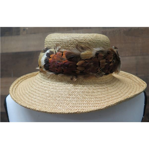 Hand-Sewn Hawaiian Pheasant Feather Hatband Lei 22" x 1.5"W (Hat Not Included)