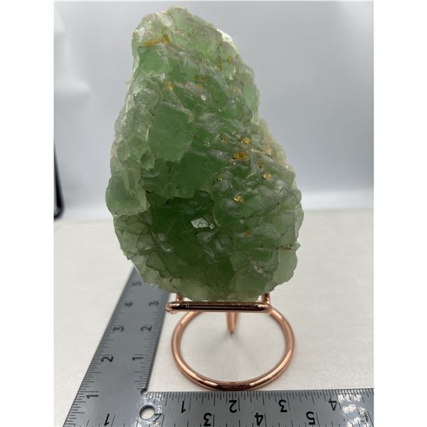 5.88 X 3.65 INCH  GREEN FLUORITE WITH YELL0W BARITE SPECIMEN RETAIL $800