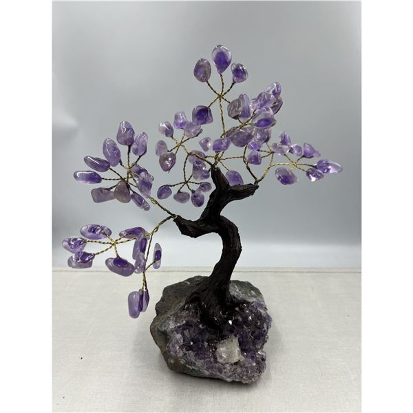 8 X 8 INCH AMETHYST GEM CRYSTAL TREE WITH AMETHYST BASE HANDMADE