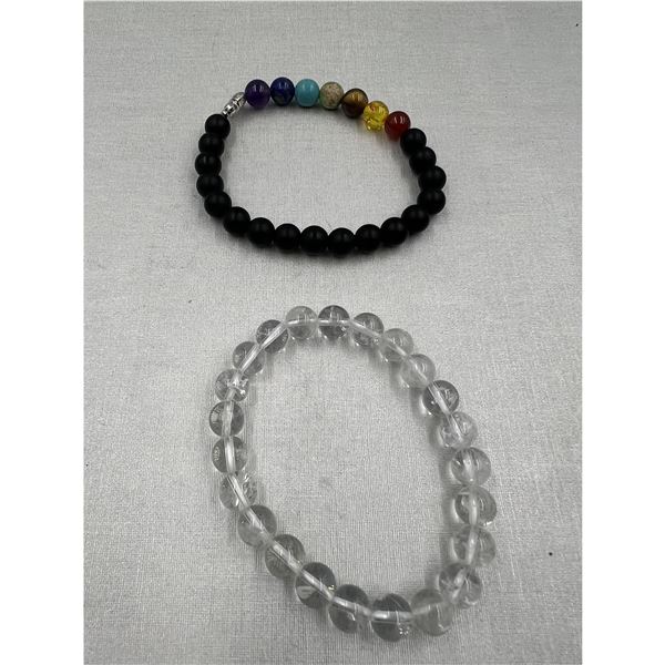 BRAND NEW CLEAR QUARTZ AND CHAKRA BRACELET 8MM