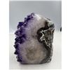 Image 5 : 4.5 X3.6 INCH POLISHED AMETHYST GEODE WITH AGATE FORMATION ON SIDES