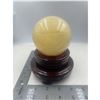 Image 1 : 87.3 MM HONEY CALCITE SPHERE WITH STAND