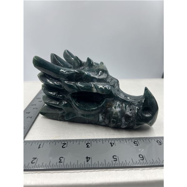 6 X 3 INCH MOSE AGATE DRAGON SKULL