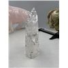 Image 2 : 4 INCH  CLEAR QUARTZ TOWER IN AURA INCULSION