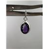 Image 1 : 6.14 CT NATURAL AMETHYST SILVER PENDANT OVAL CUT CERTIFICATION
