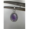 Image 3 : 6.14 CT NATURAL AMETHYST SILVER PENDANT OVAL CUT CERTIFICATION