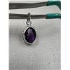 Image 4 : 6.14 CT NATURAL AMETHYST SILVER PENDANT OVAL CUT CERTIFICATION