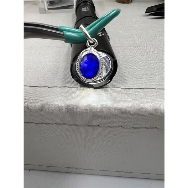 5.65 CT NATURAL SAPPHIRE  SILVER PENDANT OVAL CUT CERTIFICATION