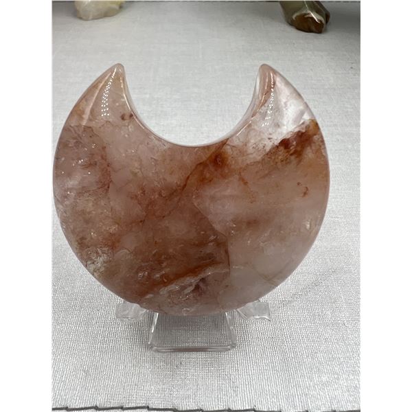2.0 INCH CARNELIAN  MOON CARVING
